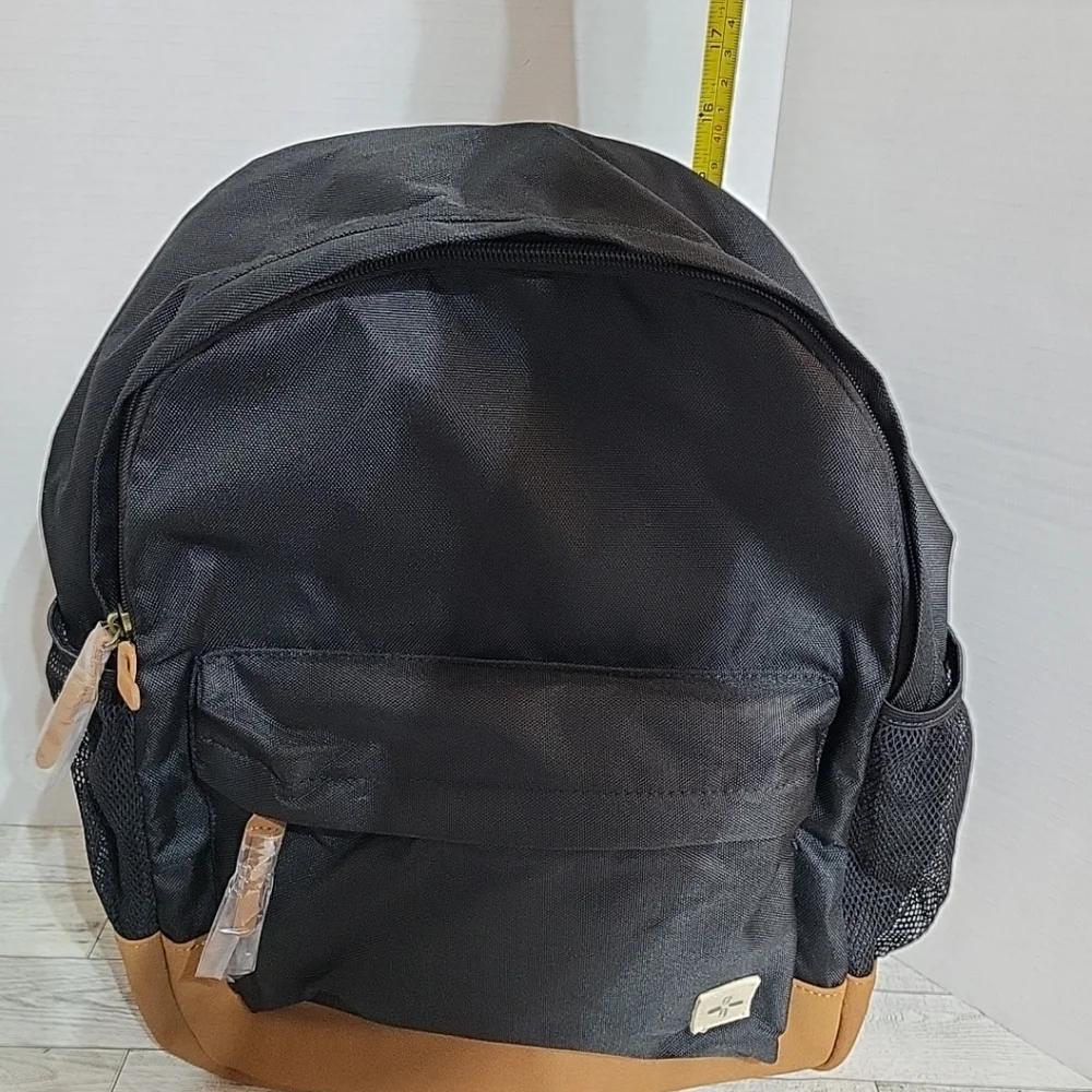 NEW Sun +‎ Stone Black Backpack Browm Accent One Size adjustable Straps Pockets